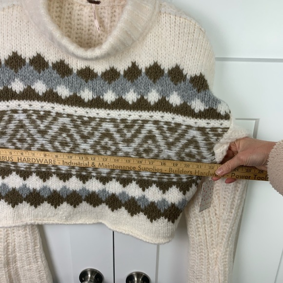 NWT Free People Sweater XS Alpine Snowy Forest Chunky Knit Oversized Alpaca Wool - Picture 7 of 8